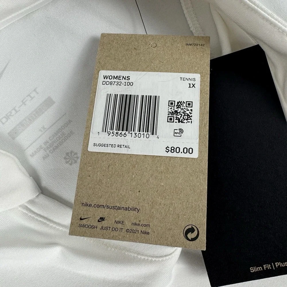 Nike Court Dri Fit Victory Tennis Dress White DD8732-100 Womens Plus 1X *